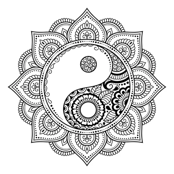 Padrão Circular Forma Mandala Para Henna Mehndi Tatuagem Decoração Ornamento —  Vetores de Stock