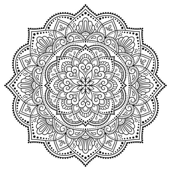 Patrón Circular Forma Mandala Con Flor Para Henna Mehndi Tatuaje — Archivo Imágenes Vectoriales