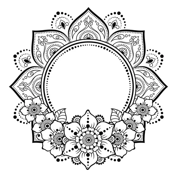 Frame Oosterse Traditie Gestileerd Met Henna Tatoeages Decoratieve Patroon Voor — Stockvector