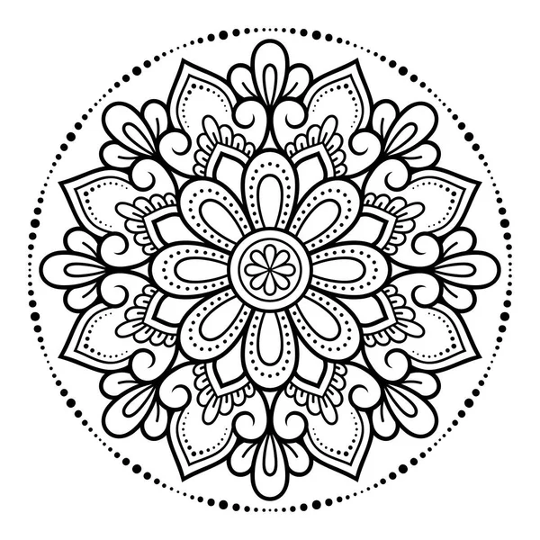 圆形图案为曼达拉花 为Henna Mehndi 民族东方风格的装饰装饰 略图手绘矢量图解 — 图库矢量图片