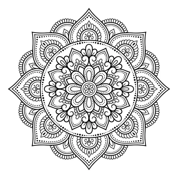 Modello Circolare Forma Mandala Con Fiore Henna Mehndi Tatuaggio Decorazione — Vettoriale Stock