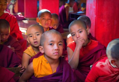 Hindistan, Sikkim, 01.08.2010, küçük keşiş bir manastırda CL