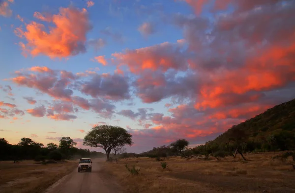 Carro no Parque Nacional do Liwonde — Fotografia de Stock