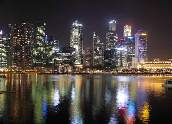 View of Singapore city at night