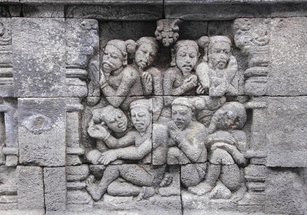 ボロブドゥールで彫刻石 — ストック写真