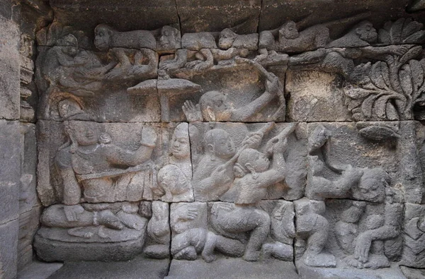 Stone Carving bij Borobudur — Stockfoto