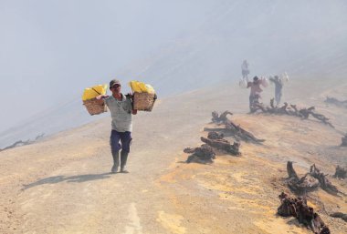 people in Ijen volcano clipart