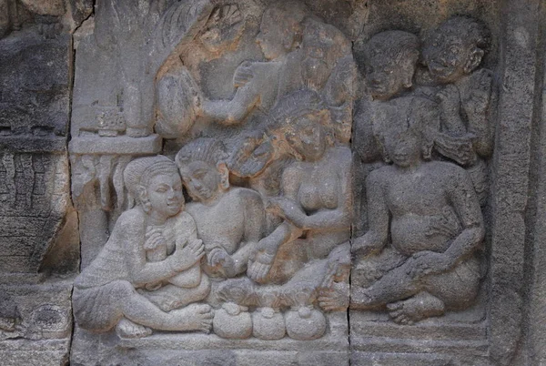 Painel de alívio do Templo de Prambanan — Fotografia de Stock