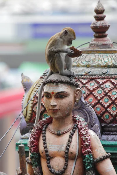 Estátua com macaco em Kuala-Lumpur — Fotografia de Stock