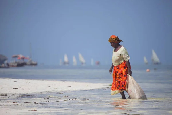 Vrouw op eiland Zanzibar — Stockfoto