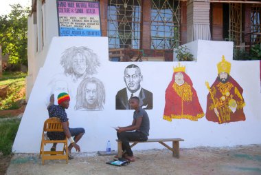Zanzibar, Tanzanya dışında renkli Afrika resimler üstünde yerel Afrikalı sanatçılar İnşaat