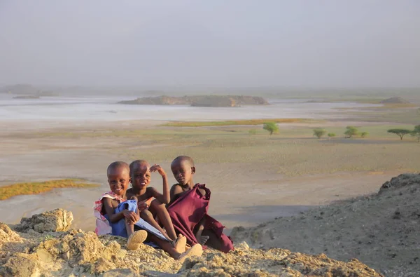 Crianças Tribo Masai Tanzânia — Fotografia de Stock