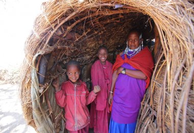 Village of maasai tribe clipart