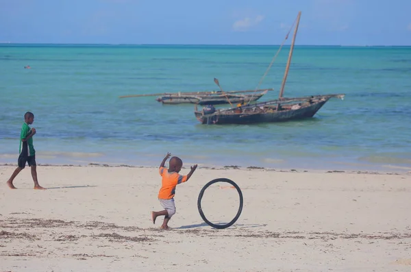 Boy on the beach Zanzibar island — Stock Photo, Image