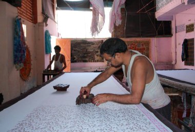 Amber (Jaipur banliyösü) tanımlanamayan Tekstil işçi. Hindistan. Rajasthan eyalet