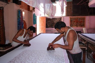 Amber (Jaipur banliyösü) tanımlanamayan Tekstil işçi. Hindistan. Rajasthan eyalet