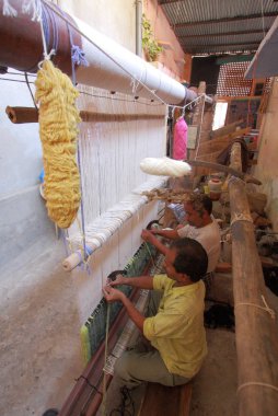 Amber (Jaipur banliyösü) dokuma tanımlanamayan Tekstil işçileri. Hindistan. Rajasthan eyalet
