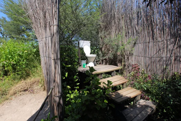 Outdoor toilet , Ngepi camp — Stock Photo, Image