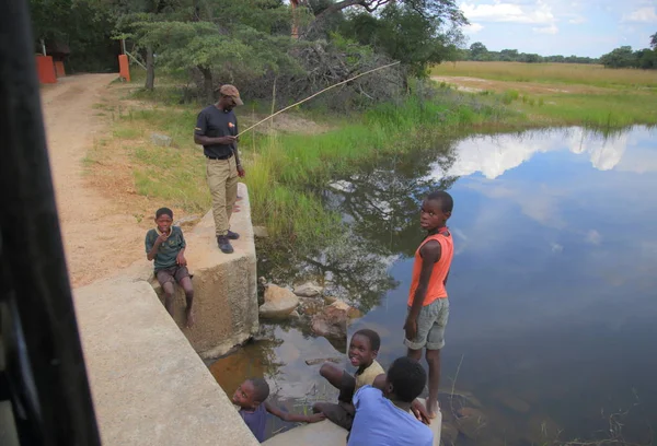 Local people near Okavango river — Stock Photo, Image