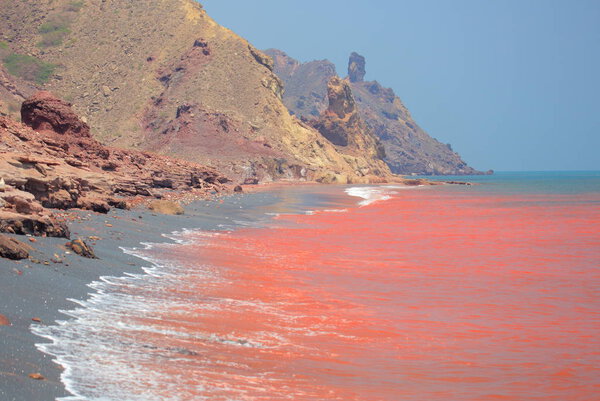 Red sea water of Hormuz Island