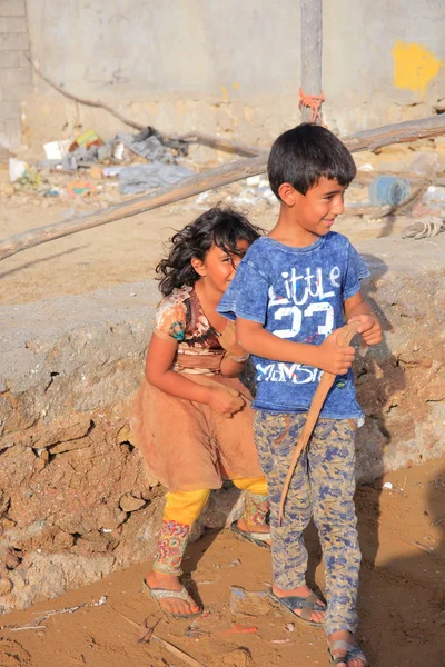 Enfants Locaux Sur Plage Dans Province Hormozgan Île Qeshm Village — Photo