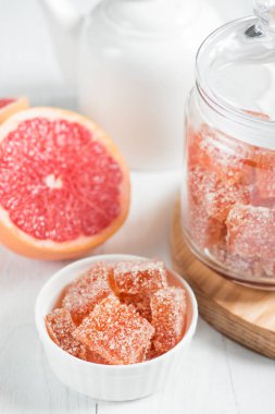 Çay, taze meyve suyu gelen marmelat taze meyve