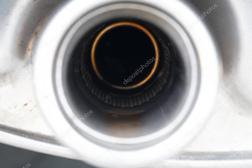 Close up Ventilation holes inside the exhaust pipe.