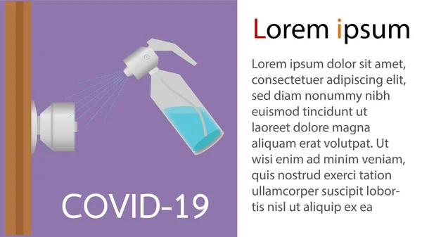 Desinfección Por Pulverización Alcohol Punto Contacto Prevención Virus Gérmenes — Vector de stock