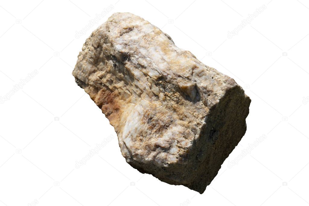 Object textured on white background of Scree Stone : The rocks from the mountains that have been submerged in water are then precipitated.