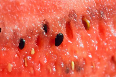 Taze kırmızı karpuz dilimi, yakın görüş.