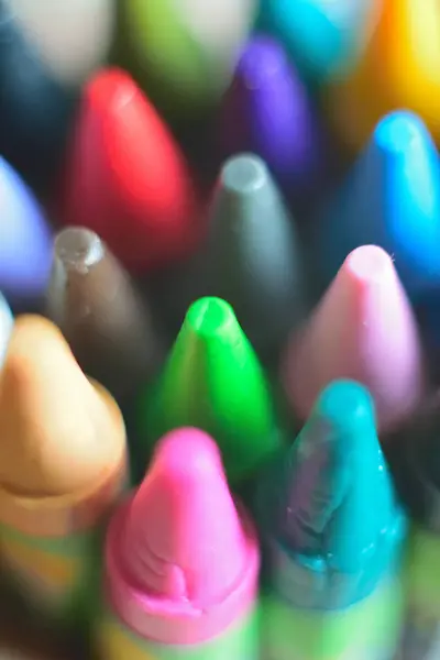 Crayons Colorés Pour Dessin Vue Rapprochée — Photo