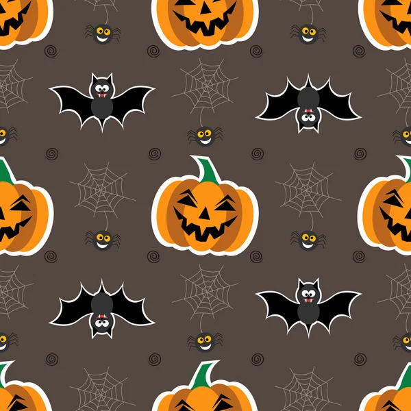 Bezszwowe tło dla Halloween dynie, web, bat. Ilustracja wektorowa w Nowoczesna, Płaska konstrukcja. — Wektor stockowy