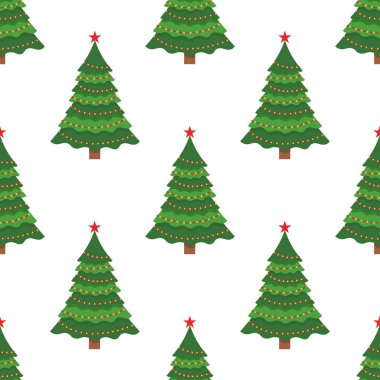 Sorunsuz arka plan. Güzel şık yılbaşı çam ağacı. Vektör çizim.