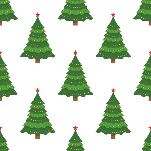 Bezešvé pozadí. Krásné elegantní vánoční borovice. Vektorové ilustrace. — Stockový vektor