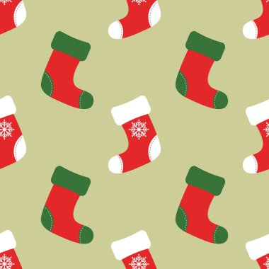 Noel Baba, tatlılar ve hediyeler Noel çorap. Modern Daire şirin tasarımı.