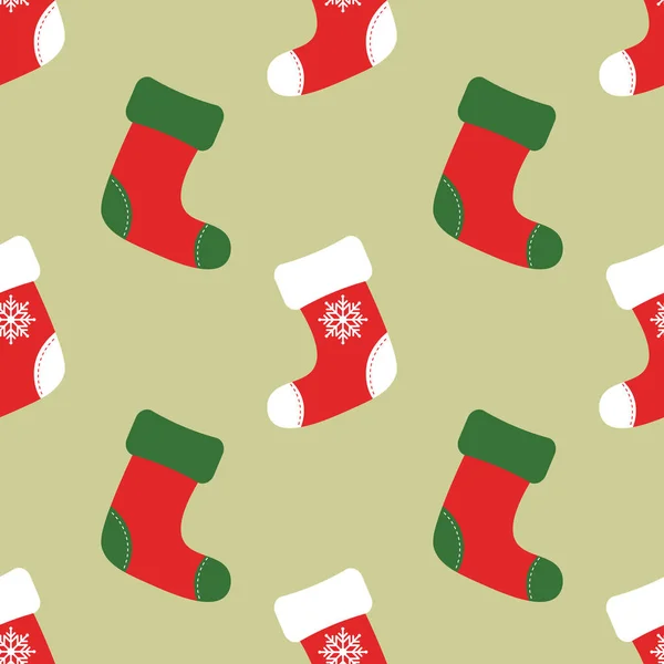 크리스마스 산타 클로스, 과자 및 선물 양말. 현대 평면 귀여운 디자인. — 스톡 벡터