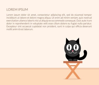 Odanın iç. Sevimli kedi. Vektör Flat.