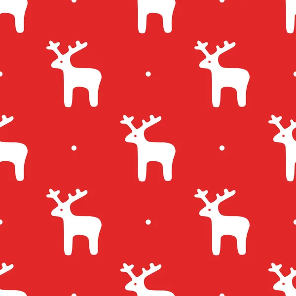 Seamless background with deer. Vector in flat style. Ready Christmas template. — Stock Vector