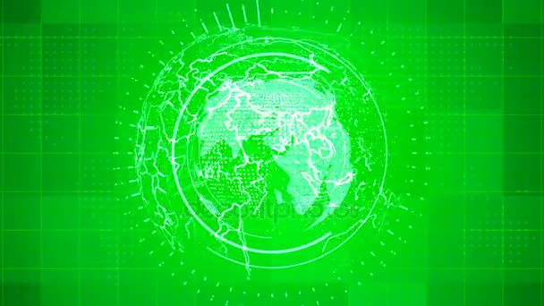 3d dünya haber arka plan yeşil. Döngü ile görsel efektler animasyonlu hale. — Stok video