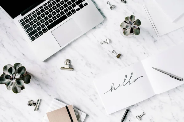 Top view office table — Stock Photo, Image