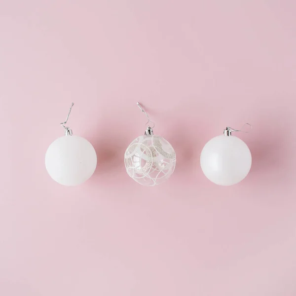 White glass christmas balls — Stock Photo, Image