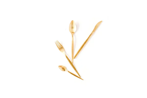 黄金叉、 勺、 刀 — 图库照片