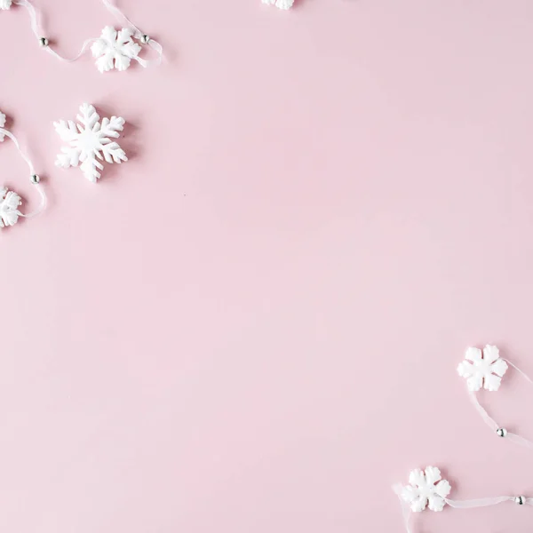 Branco Natal flocos de neve decoração — Fotografia de Stock