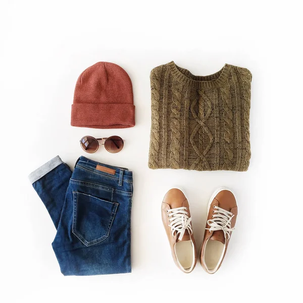 Autumn and winter clothes collage — Stock Photo, Image