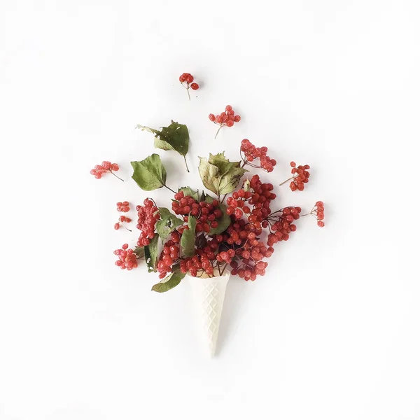 Z Czerwona jarzębina bouquet rożka waflowego — Zdjęcie stockowe