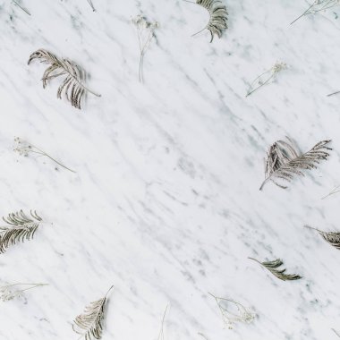 Mermer zemin üzerine dalları ile çerçeve