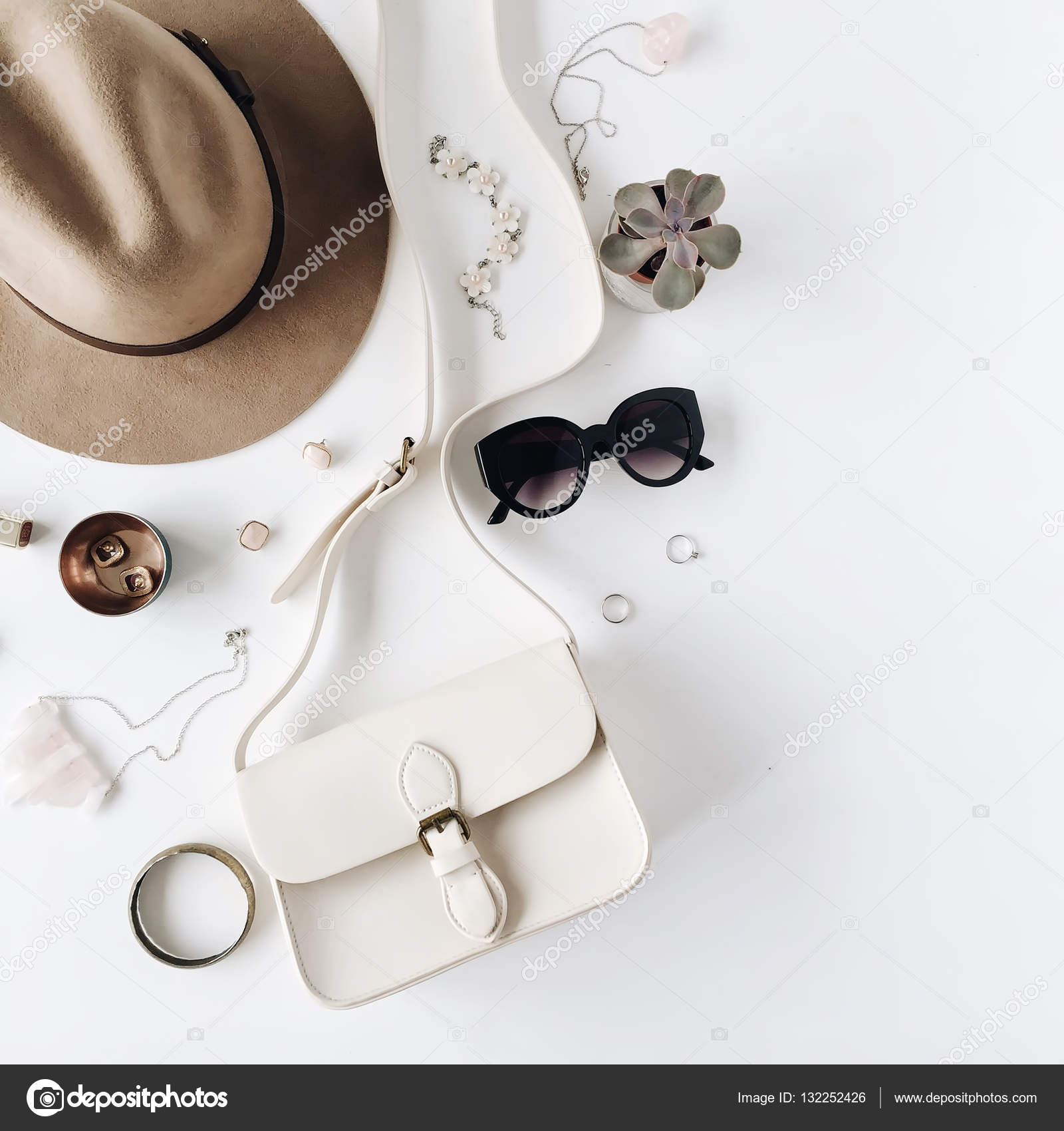 Trendy and stylish feminine accessories arrangement Stock Photo by ...