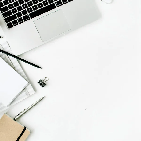 Modern flat lay, top view workspace — Stock Photo, Image