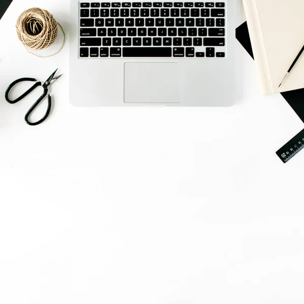 Modern flat lay, top view workspace — Stock Photo, Image