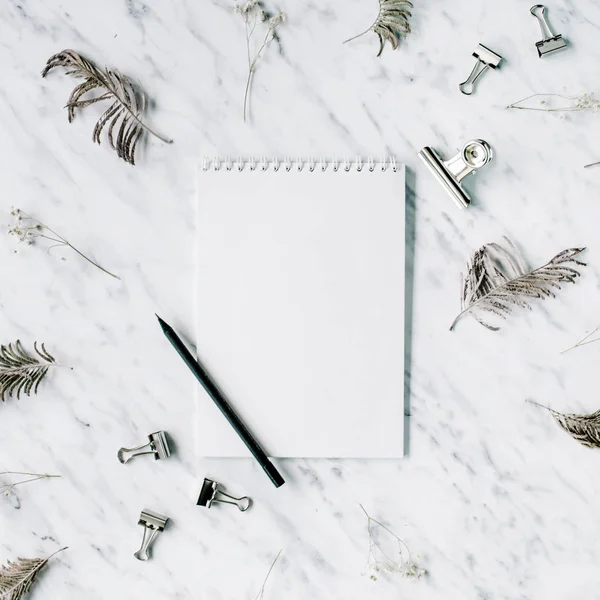 Modern flat lay, top view workspace — Stock Photo, Image